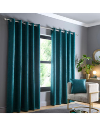 Strata Eyelet Curtains Forest Green - Fusion - Size: 168 x 183cm