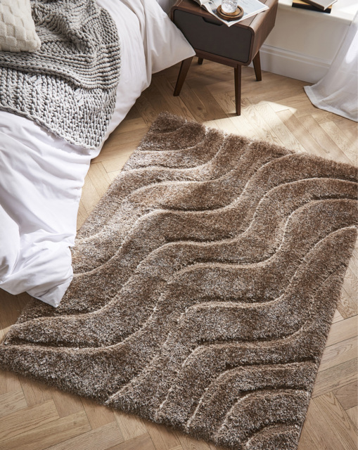 Carved Soft Wave Shaggy Cosy Rug Beige - Origins - Size: 160X230 - image 1