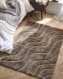 Carved Soft Wave Shaggy Cosy Rug Beige - Origins - Size: 160X230 - thumbnail 1