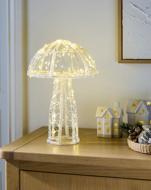 Pre-Lit 32cm Mushroom Light White - Snowtime - image 1