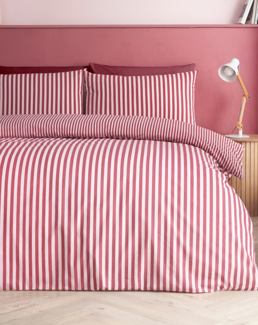 CL Epping Textured Stripe Duvet BURG Burgundy - Catherine Lansfield - Size: SINGLE - image 1