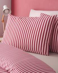 CL Epping Textured Stripe Duvet BURG Burgundy - Catherine Lansfield - Size: SINGLE - thumbnail 2