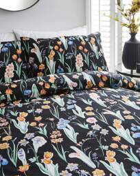 Spring Florals Duvet Cover Set Black/Multi-Coloured - JD Williams - Size: SINGLE - thumbnail 4