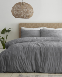 Catherine Lansfield Seersucker Duvet Set Grey - Catherine Lansfield - Size: KING - thumbnail 1