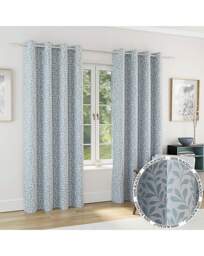 Sherwood Leaf Jacquard Lined Curtains ICE Blue - Enhanced Living - Size: 117 x 183cm - thumbnail 2
