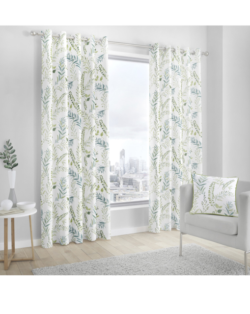 Fusion FW Printed Eyelet Curtains Green - Fusion - Size: 167 x 137cm - image 1