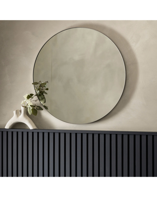 Gallery Bowie Round Mirror Silver Silver - Gallery Direct - image 1
