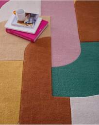 Retro Deco Woollen Rug Pink - Origins - Size: 120X170 - thumbnail 3