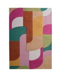 Retro Deco Woollen Rug Pink - Origins - Size: 120X170 - thumbnail 5