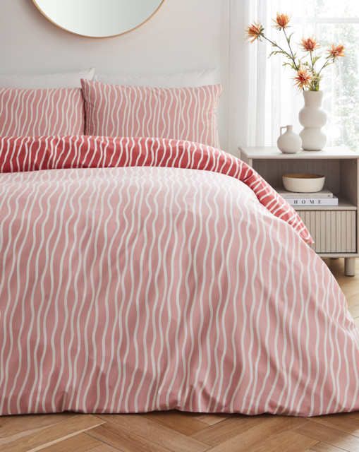 Hallie Stripe Pink Duvet Set Pink/White - JD Williams - Size: DOUBLE - image 1