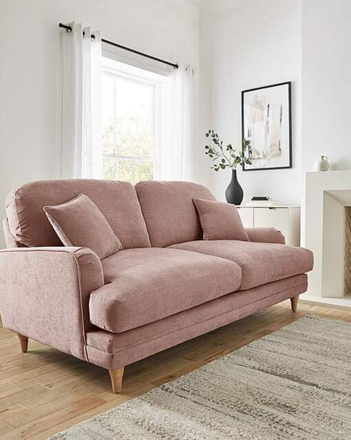 Azra Chenille 3 Seater Sofa Blush - JD Williams - image 1