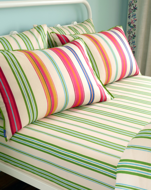 SR Sophie Stripe Fitted Sheet Green - Sophie Robinson - Size: SINGLE - image 1