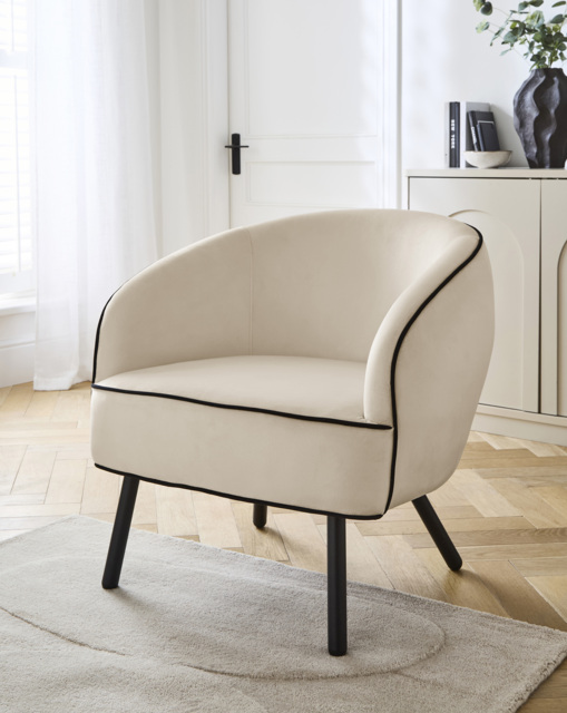 Camille Piped Accent Chair Nat/Black - Joanna Hope - image 1