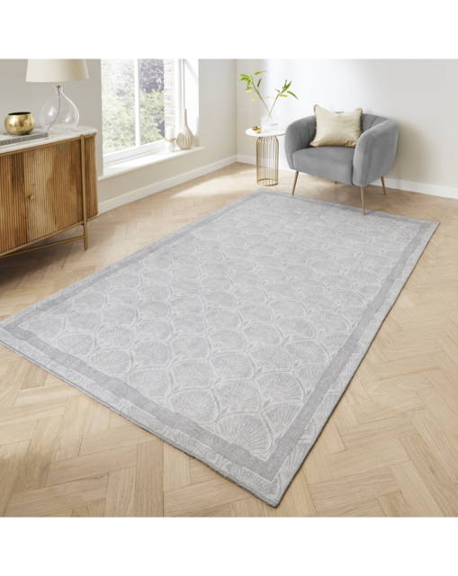 Catherine Lansfield Peacock Washable Rug Silver - Catherine Lansfield - Size: 122X170 - image 1
