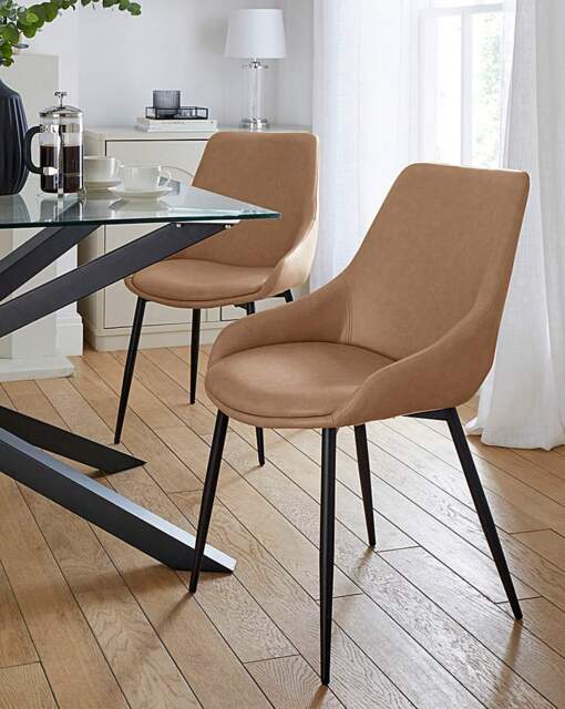 Etta Faux Leather Pair of Dining Chairs Mink - JD Williams - image 1