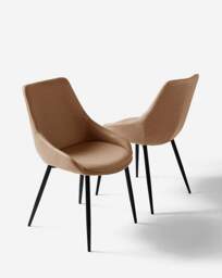 Etta Faux Leather Pair of Dining Chairs Mink - JD Williams - thumbnail 3