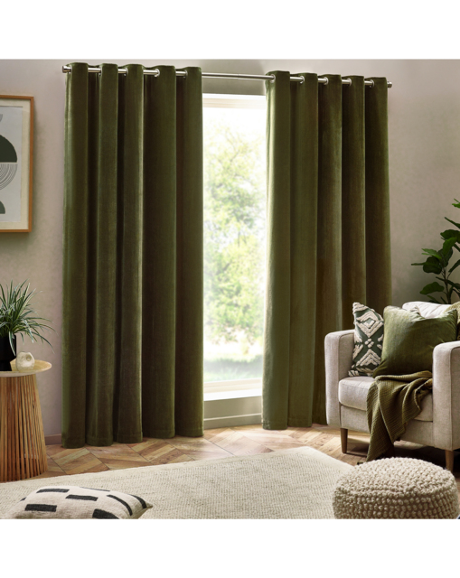 Yard Heavy Chenille Eyelet Curtains Olive - Yard - Size: 117 x 183cm - image 1