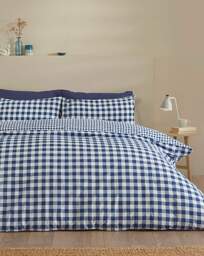 CL Bamford Gingham Check Duvet Set NVY Navy - Catherine Lansfield - Size: SINGLE - thumbnail 5