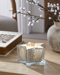 Starry Night Star Glass Candle Silver - JD Williams - thumbnail 1