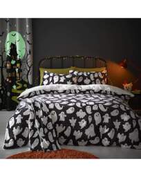 Kids Spooky Ghosts Duvet Set Grey Grey - Bedlam - Size: SINGLE