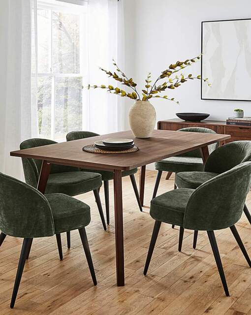 Oslo Dining Table with Emilie Chenille Walnut/Green - JD Williams - image 1