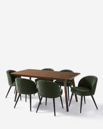 Oslo Dining Table with Emilie Chenille Walnut/Green - JD Williams - thumbnail 2