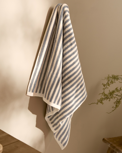 Yard Hebden Stripe Cotton Towel Grey - Yard - Size: Bath Towel - image 1
