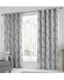 Fusion Matteo Eyelet Curtains Grey - Dreams & Drapes - Size: 228 x 183cm