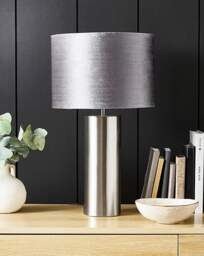 Sadie Silver and Grey Velvet Table Lamp Grey - JD Williams - thumbnail 2