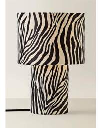 Nessa Zebra Velvet Table Lamp Monochrome - ValueLights - thumbnail 2