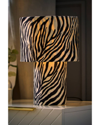 Nessa Zebra Velvet Table Lamp Monochrome - ValueLights - thumbnail 1