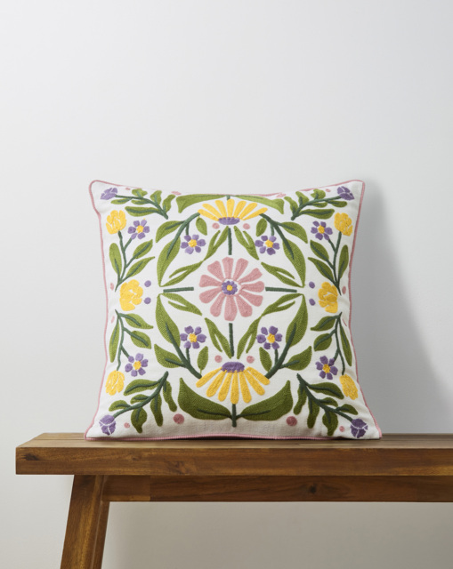 Callie Embroidered Floral Cushion Multi - JD Williams - Size: 45X45 - image 1