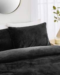 Luxe Faux Fur Duvet Cover Set Black - JD Williams - Size: KING - thumbnail 3