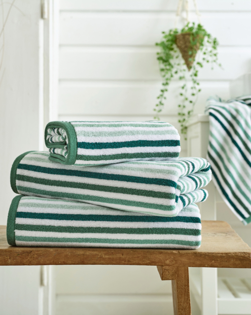 Deyongs Bliss Linear Cotton 550GSM Towel Green - Size: Hand Towel - image 1