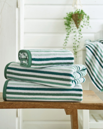 Deyongs Bliss Linear Cotton 550GSM Towel Green - Size: Hand Towel - thumbnail 1