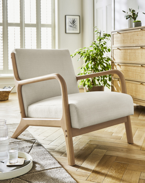 Fletcher Wooden Armchair Natural - JD Williams - image 1