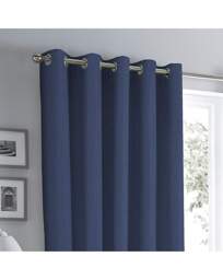 Sorbonne Eyelet Curtains Navy - Fusion - Size: 168 x 183cm - thumbnail 3