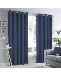Sorbonne Eyelet Curtains Navy - Fusion - Size: 168 x 183cm - thumbnail 1