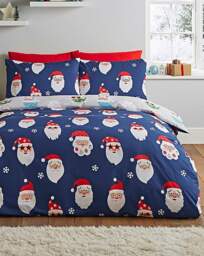 CL Xmas Santa Spec-Tacular Duvet Set Grey - Catherine Lansfield - Size: SINGLE - thumbnail 3