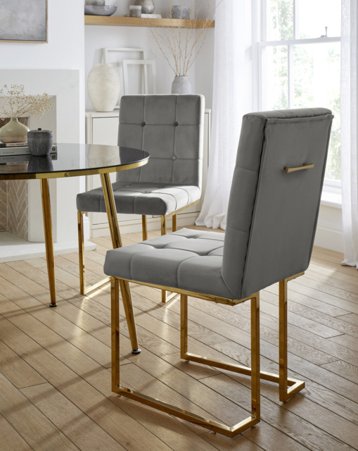 Joanna Hope Fallon Pair of Dining Chairs Grey/Gold - JD Williams - image 1