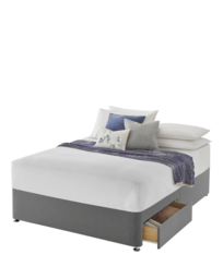 Silentnight Fabric 2 Drawer Divan Base Grey - Silentnight - Size: DOUBLE - thumbnail 1