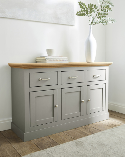 Julipa Ashford 3 Door 3 Drawer Sideboard Grey/Oak Effect - Julipa - image 1