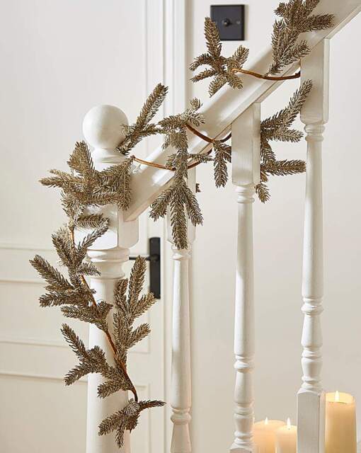 Champagne Glitter Fir Garland 1.6m Champagne - FESTIVE - image 1