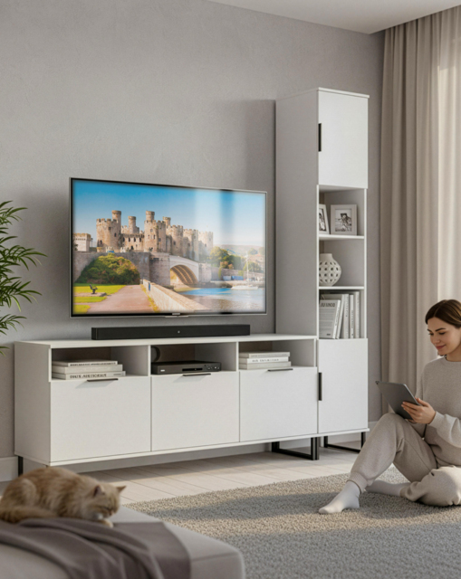 Hayden Right Hand Media Unit White - Welcome - image 1
