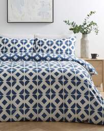 Gray & Osbourn Arran Tile Duvet Set White/Blue - Gray & Osbourn - Size: KING - thumbnail 2