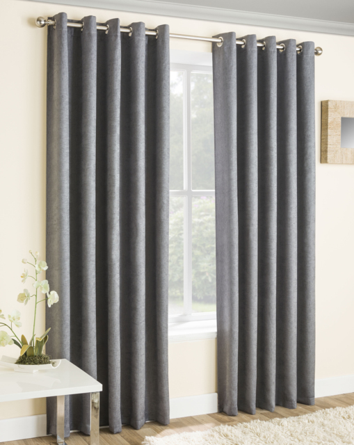 Vogue Light Filtering Eyelet Curtain Grey - Enhanced Living - Size: 167 x 137cm - image 1