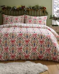 CL Xmas Nutcracker Bows Duvet Set Natural - Catherine Lansfield - Size: S KING - thumbnail 2