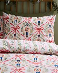 CL Xmas Nutcracker Bows Duvet Set Natural - Catherine Lansfield - Size: S KING - thumbnail 4