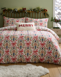 CL Xmas Nutcracker Bows Duvet Set Natural - Catherine Lansfield - Size: S KING - thumbnail 1