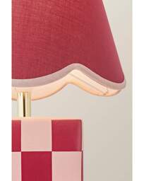 Evie Burgundy Checker Lamp w/ Shade Burgundy - ValueLights - thumbnail 2